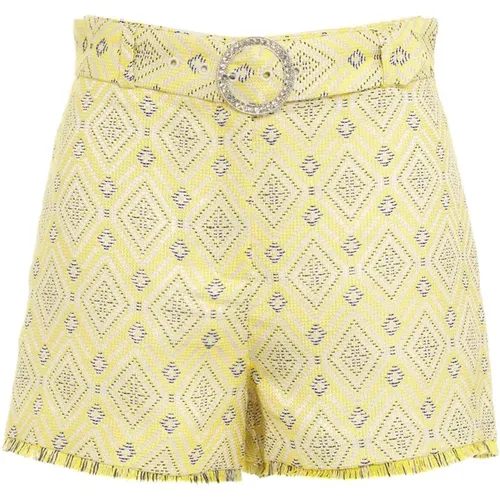 Gelbe Shorts für Frauen,Shorts mit geometrischem Muster und Gürtel - Liu Jo - Modalova