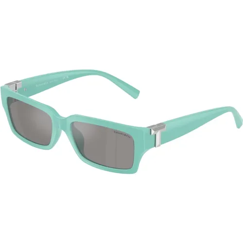 Stilvolle Sonnenbrille in Blauton , unisex, Größe: 56 MM - Tiffany - Modalova