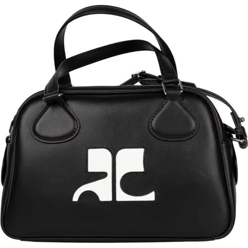 Schwarze Leder-Bowlingtasche Neuauflage - Courrèges - Modalova