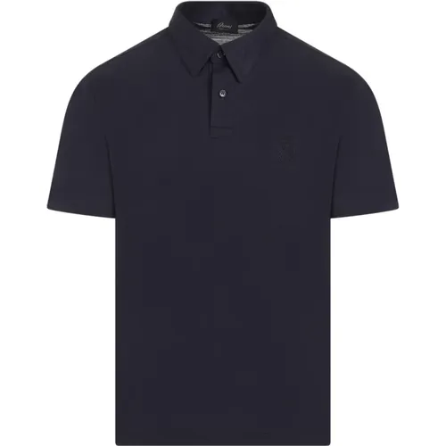 Blauer Woll-Poloshirt , Herren, Größe: M - Brioni - Modalova