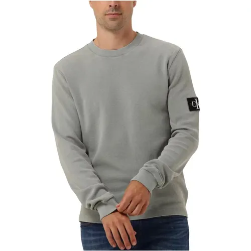 Grüner Waffel Badge Pullover , Herren, Größe: L - Calvin Klein - Modalova