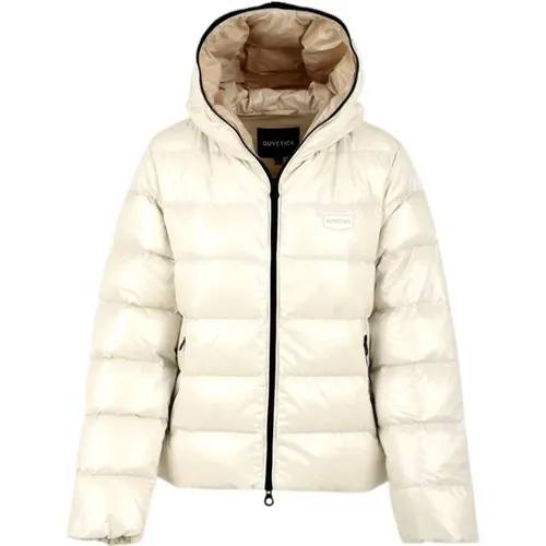 Water-repellent Hooded Jacket with Horizontal Quilting , female, Sizes: M, XS - duvetica - Modalova
