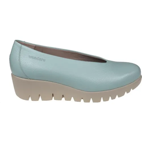 Blaue Leder Loafer Slip-On Schuh , Damen, Größe: 35 EU - Wonders - Modalova
