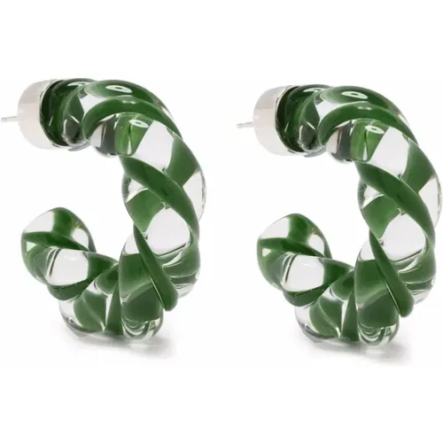 Twist glass hoop earrings , female, Sizes: ONE SIZE - Bottega Veneta - Modalova