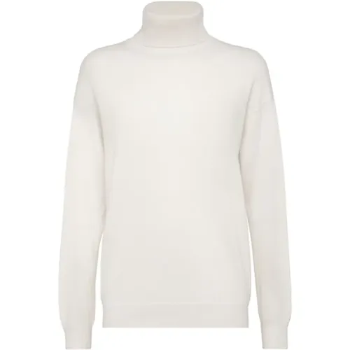 Weißer Cashmere Mock Neck Pullover - BRUNELLO CUCINELLI - Modalova