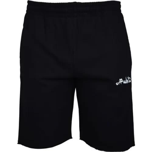 Schwarze elastische Shorts mit Signatur-Logo - Off White - Modalova