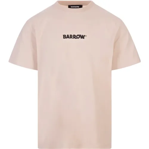 Braunes Baumwoll-T-Shirt mit Logo-Print , Herren, Größe: M - Barrow - Modalova