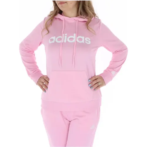 Rosa Bedruckter Kapuzenpullover , Damen, Größe: M - Adidas - Modalova