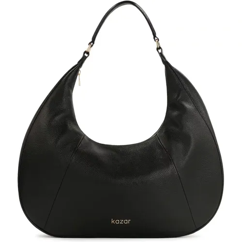 Schwarze Leder Hobo Tasche Arm Tragen - Kazar - Modalova