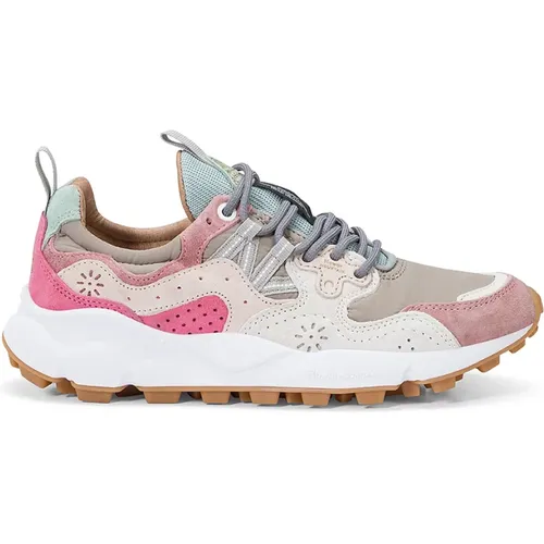 Sneakers mit Panel-Design in Beige und Pink , Damen, Größe: 36 EU - Flower Mountain - Modalova