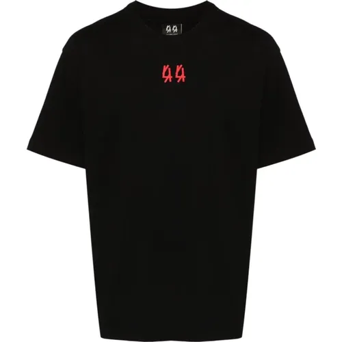 Schwarzes T-Shirt mit Logo-Print , Herren, Größe: M - 44 Label Group - Modalova