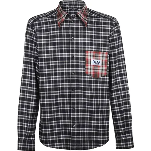 Men`s Flannel Shirt , male, Sizes: M - Dolce & Gabbana - Modalova