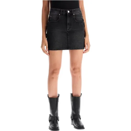 Faded Denim Miniskirt with Snap Tabs , female, Sizes: 2XS, XS - Isabel Marant Étoile - Modalova