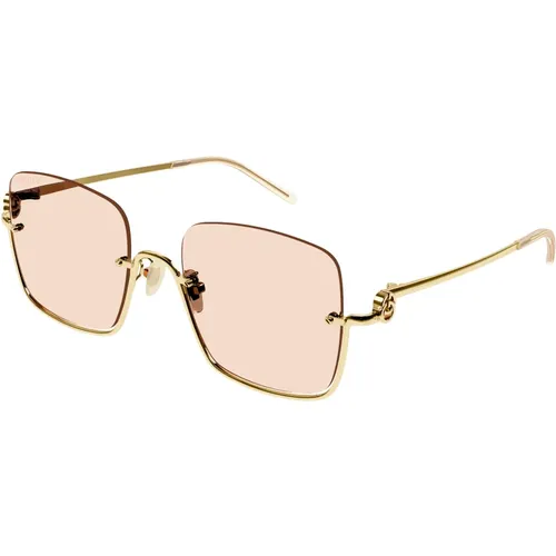 Sonnenbrille Gold/Hellrosa , Damen, Größe: 54 MM - Gucci - Modalova