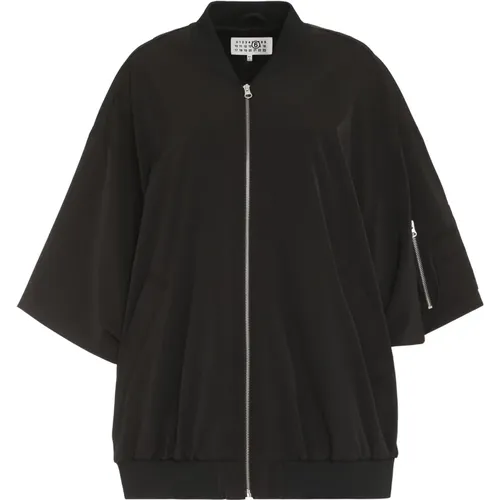 Nylon Jacket with Zipped Pocket and Pen Pocket , female, Sizes: M, S - MM6 Maison Margiela - Modalova