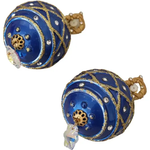 Crystal Clip-On Christmas Ball Earrings , female, Sizes: ONE SIZE - Dolce & Gabbana - Modalova