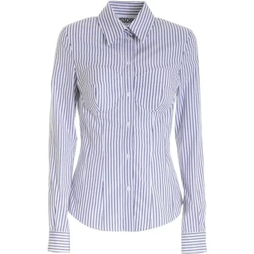 Striped Cotton Shirt, Fashion-Forward Style , female, Sizes: M, XS, S - Moschino - Modalova