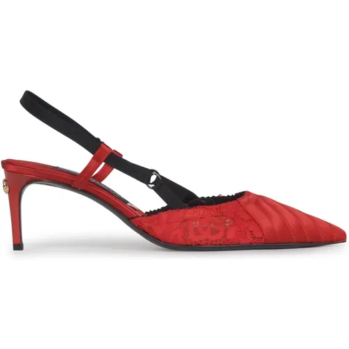 Lace-Trim Pointed-Toe Sandals , female, Sizes: 4 UK - Dolce & Gabbana - Modalova