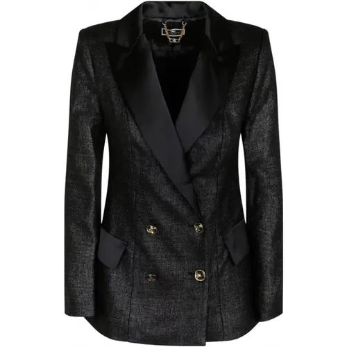 Tweed Blazer with Crystal Buttons , female, Sizes: L, M, XS, S - Elisabetta Franchi - Modalova