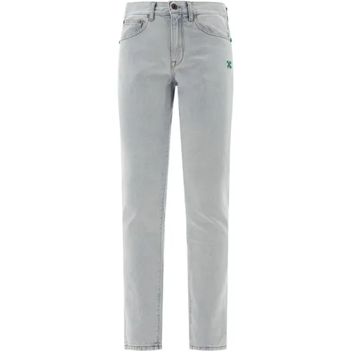 Denim Jeans mit Logo-Detail , Herren, Größe: W30 - Off White - Modalova