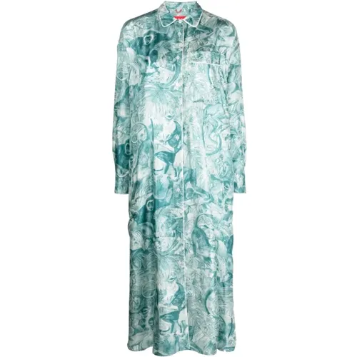 Blaues Palazzo-Kleid mit japanischem Zweigdruck - F.r.s For Restless Sleepers - Modalova