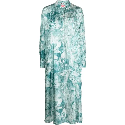 Blaues Palazzo-Kleid mit japanischem Zweigdruck - F.R.S For Restless Sleepers - Modalova