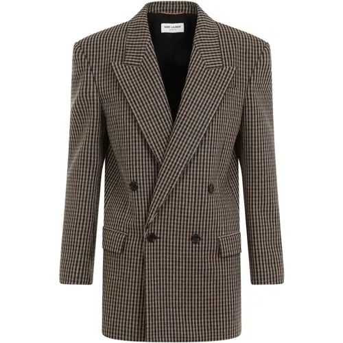 Checkered Vichy Jacket , female, Sizes: XS, M - Saint Laurent - Modalova