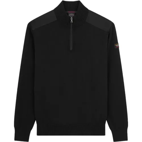 Iconic Badge Woll Half Zip Pullover , Herren, Größe: M - PAUL & SHARK - Modalova