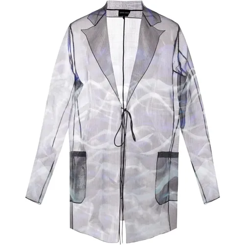 Graphic Print Silk Organza Jacket , female, Sizes: S - Giorgio Armani - Modalova