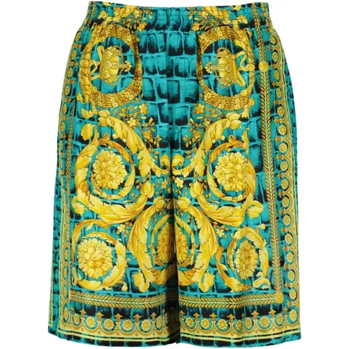 Seiden-Shorts mit Baroccodile-Print und elastischem Bund , Herren, Größe: M - Versace - Modalova