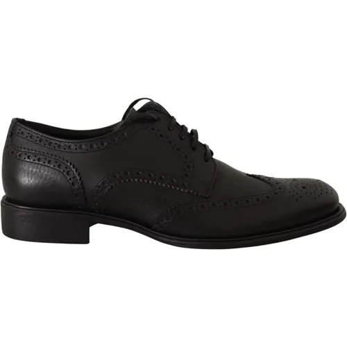 Schwarze Leder Oxford Wingtip Formelle Schuhe , Herren, Größe: 39 EU - Dolce & Gabbana - Modalova