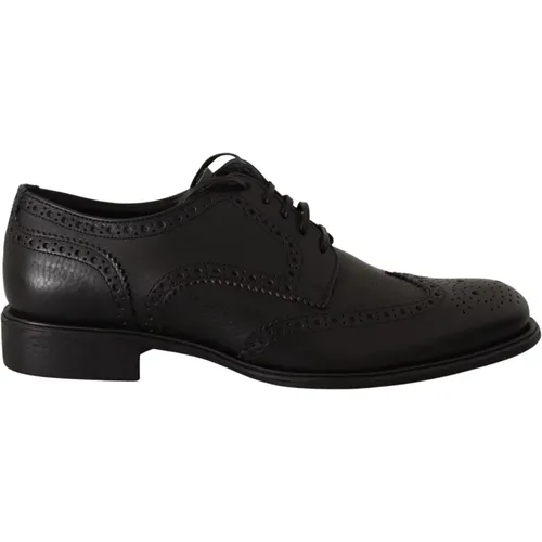 Schwarze Leder Oxford Wingtip Formelle Schuhe , Herren, Größe: 40 EU - Dolce & Gabbana - Modalova