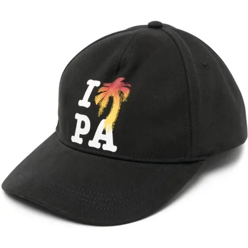Cotton Drill Baseball Cap with I Love PA Print , male, Sizes: ONE SIZE - Palm Angels - Modalova