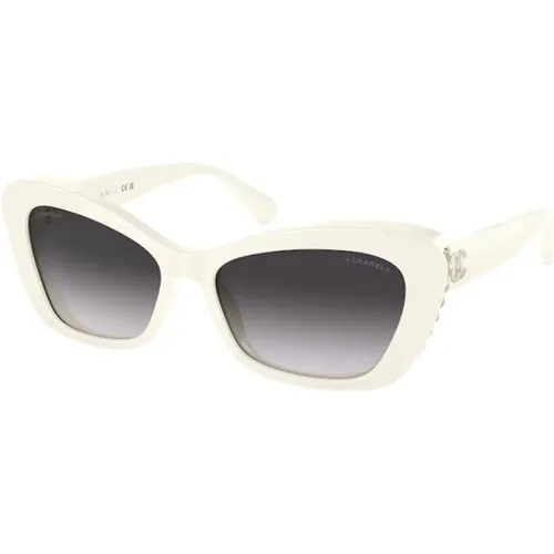 Weiße Rahmen Sonnenbrille Ch5481H , unisex, Größe: 56 MM - Chanel - Modalova