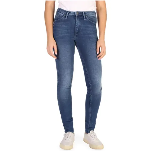 Knopf und Reißverschluss Skinny Jeans , Damen, Größe: W24 - Calvin Klein - Modalova