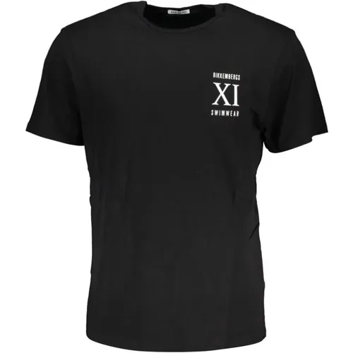 Schwarzes Baumwoll-T-Shirt mit Druck-Logo , Herren, Größe: XL - Bikkembergs - Modalova