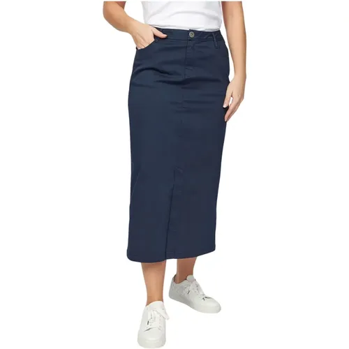 Classic Navy Skirt with Pockets and Slit , female, Sizes: L, 3XL, S, M, XL - 2-Biz - Modalova