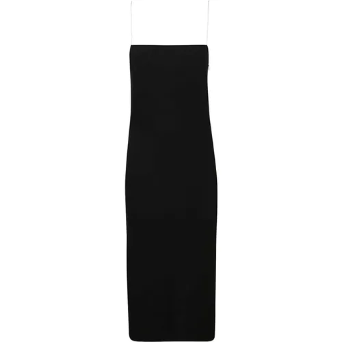 Schwarzes Woll-Midi-Kleid mit dünnen Trägern - N21 - Modalova