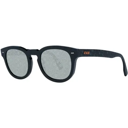 Schwarze runde verspiegelte Sonnenbrille UV-Schutz - Ermenegildo Zegna - Modalova
