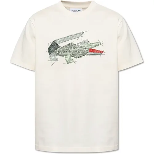 T-Shirt mit gesticktem Logo , Herren, Größe: S - Lacoste - Modalova