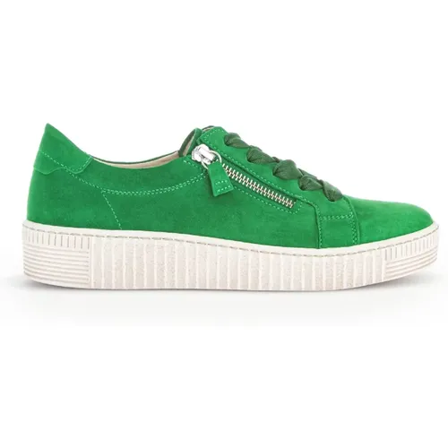 Grüne Velours Sneakers , Damen, Größe: 42 EU - Gabor - Modalova