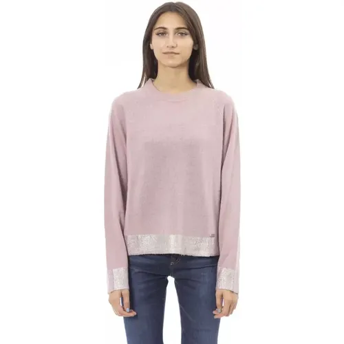 Weicher Rosa Monogramm Pullover , Damen, Größe: S - Baldinini - Modalova