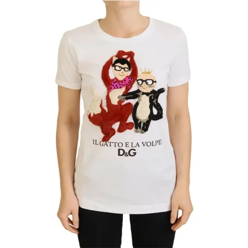 Iconic Prints Cotton Tee , female, Sizes: S, 2XS, XS, 3XS - Dolce & Gabbana - Modalova