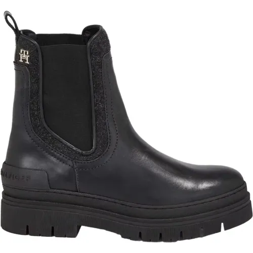 Schwarze Stiefel , Damen, Größe: 36 EU - Tommy Hilfiger - Modalova