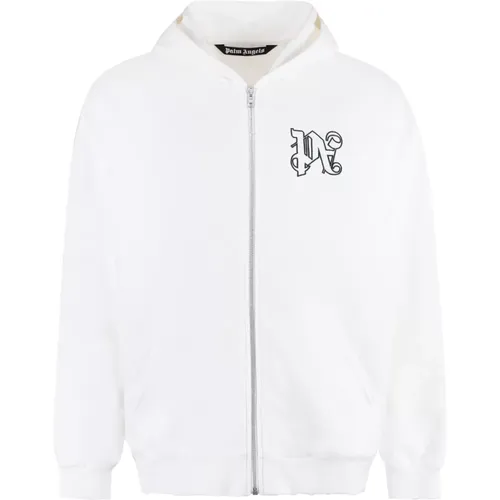 Baumwoll Zip Hoodie mit Taschen , Herren, Größe: L - Palm Angels - Modalova