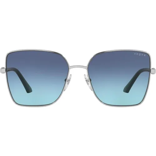 Silver/Blue Shaded Sunglasses , female, Sizes: 58 MM - Vogue - Modalova