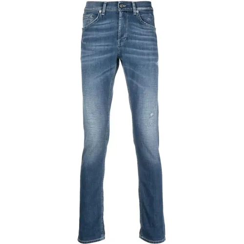 Slim-Fit Whiskered Jeans Upgrade Kollektion , Herren, Größe: W33 - Dondup - Modalova