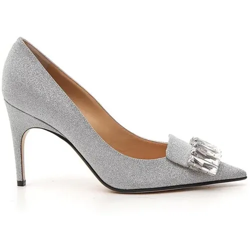 Silver Glitter Pointed Toe Pumps , female, Sizes: 4 UK - Sergio Rossi - Modalova