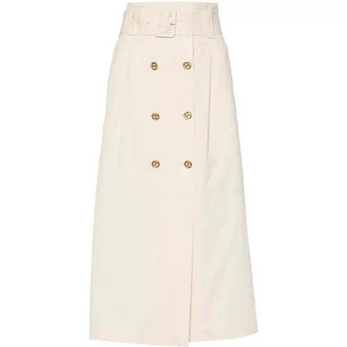 Cotton Straight Midi Skirt , female, Sizes: XS - Twinset - Modalova