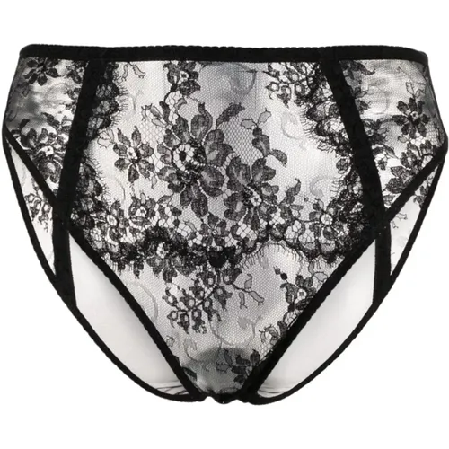 Schwarze Unterwäsche mit Blumen-Spitze und hoher Taille , Damen, Größe: S - Dolce & Gabbana - Modalova